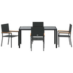 Garden Dining Set 5 pcs Black Poly Rattan