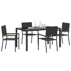 Garden Dining Set 5 pcs Black Poly Rattan