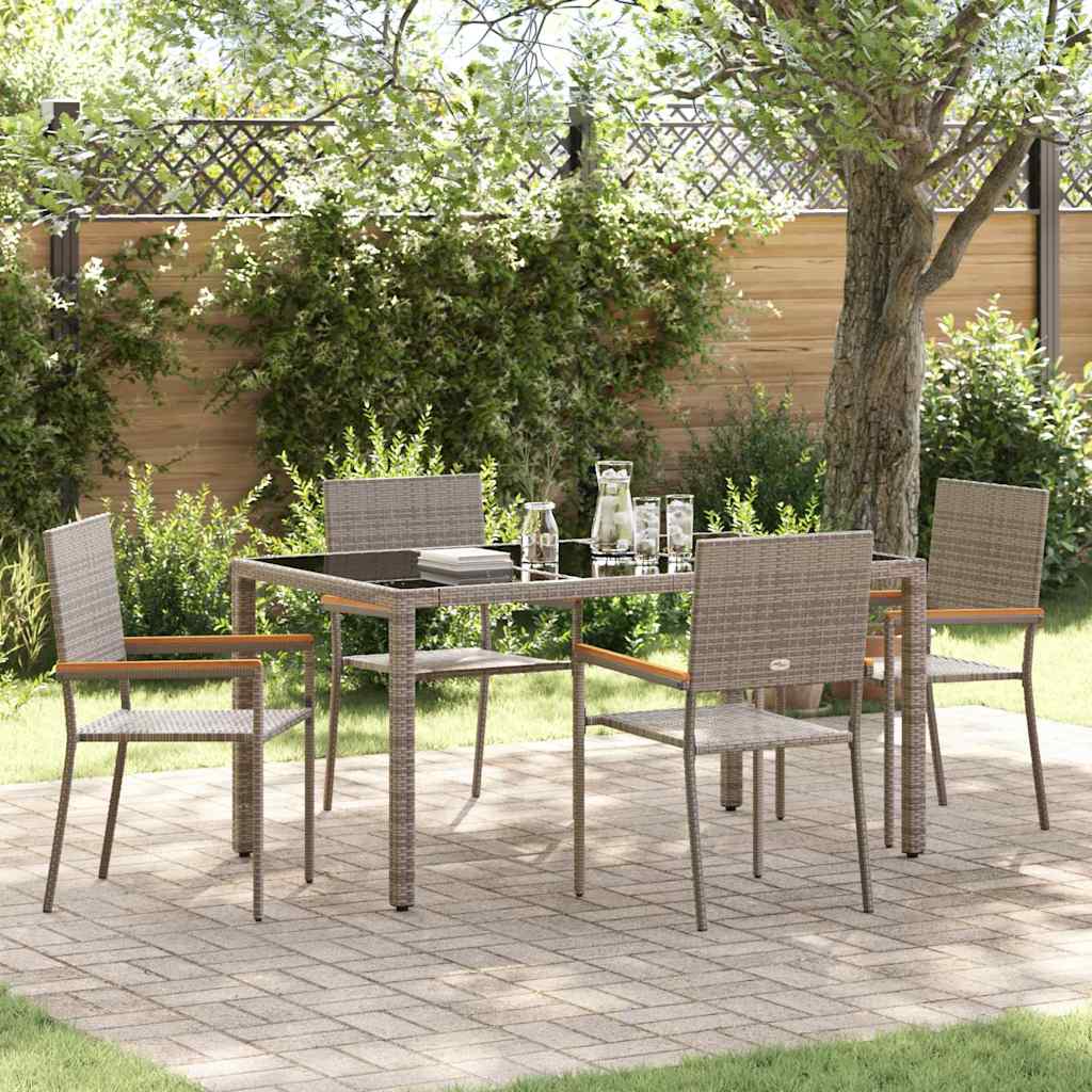 Garden Dining Set 5 pcs Grey Poly Rattan