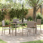 Garden Dining Set 5 pcs Grey Poly Rattan