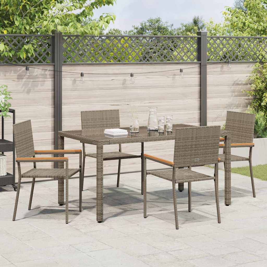 Garden Dining Set 5 pcs Grey Poly Rattan