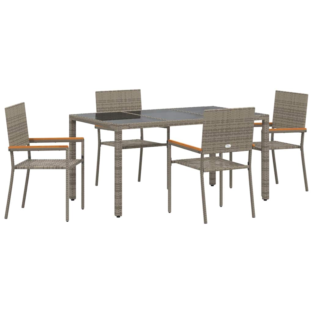 Garden Dining Set 5 pcs Grey Poly Rattan