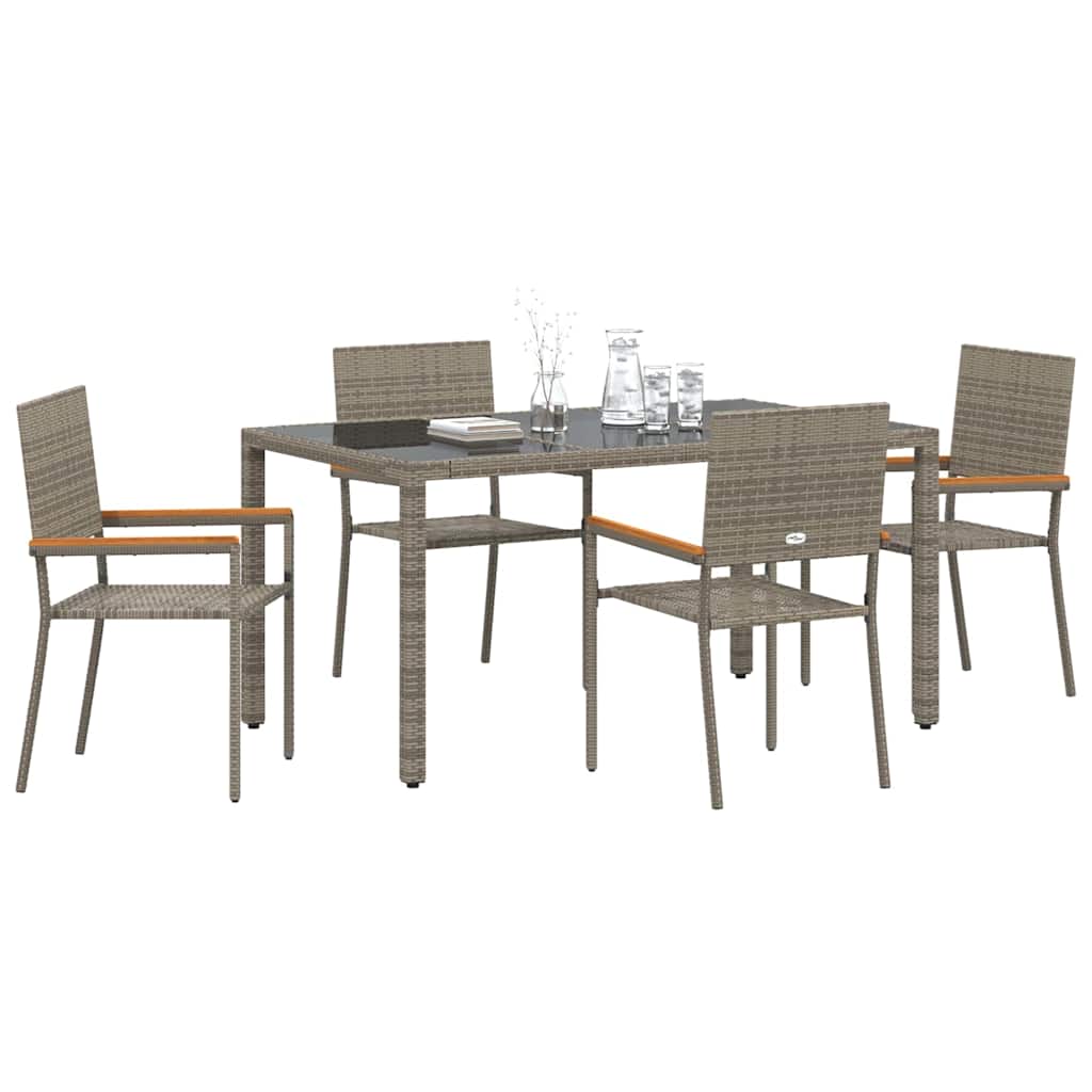 Garden Dining Set 5 pcs Grey Poly Rattan
