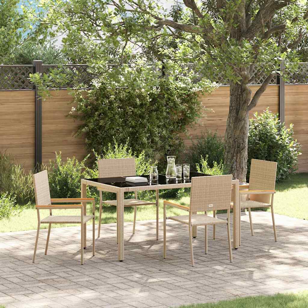 Garden Dining Set 5 pcs Beige Poly Rattan