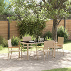 Garden Dining Set 5 pcs Beige Poly Rattan
