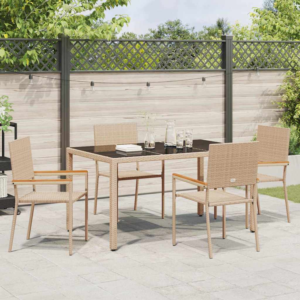 Garden Dining Set 5 pcs Beige Poly Rattan
