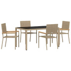 Garden Dining Set 5 pcs Beige Poly Rattan