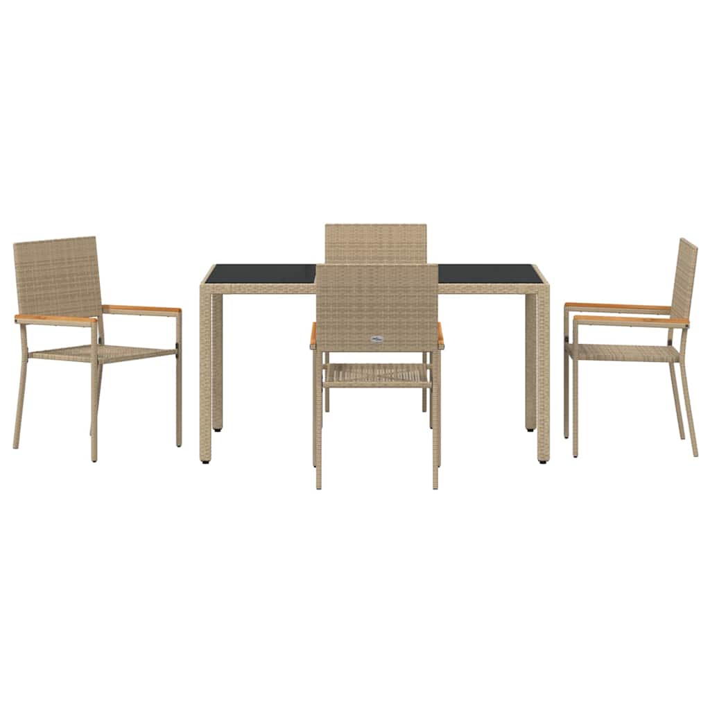 Garden Dining Set 5 pcs Beige Poly Rattan