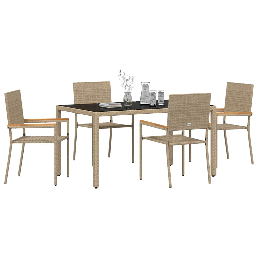 Garden Dining Set 5 pcs Beige Poly Rattan