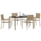 Garden Dining Set 5 pcs Beige Poly Rattan