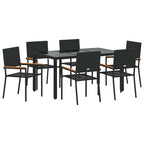 Garden Dining Set 7 pcs Black Poly Rattan