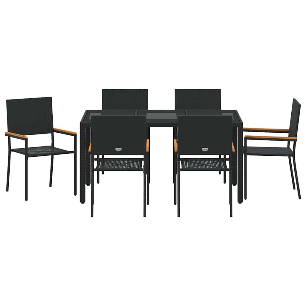 Garden Dining Set 7 pcs Black Poly Rattan