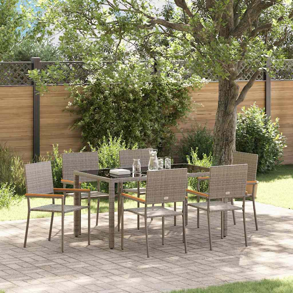 Garden Dining Set 7 pcs Grey Poly Rattan