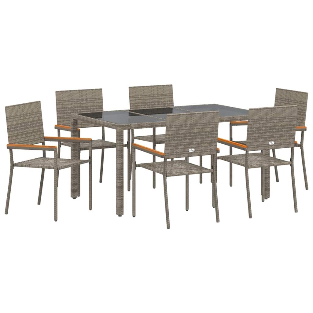 Garden Dining Set 7 pcs Grey Poly Rattan