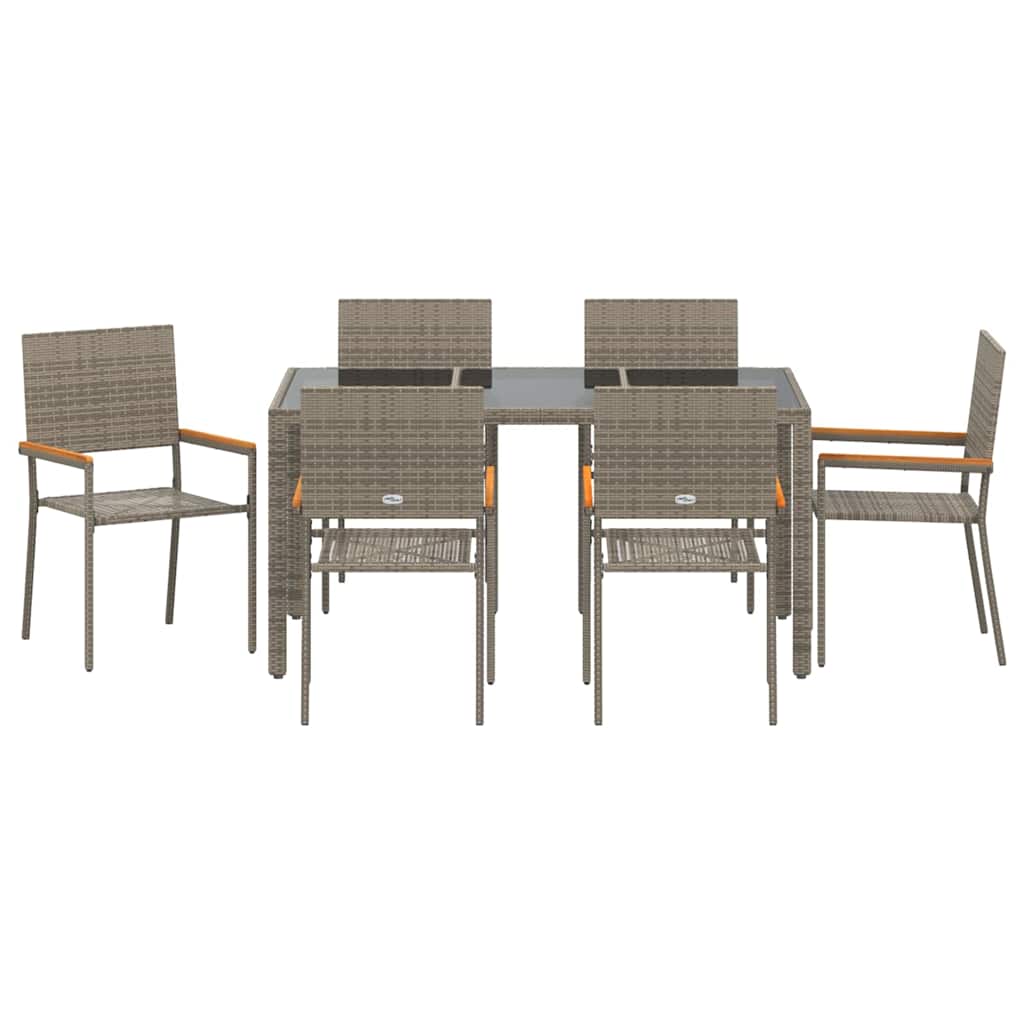 Garden Dining Set 7 pcs Grey Poly Rattan