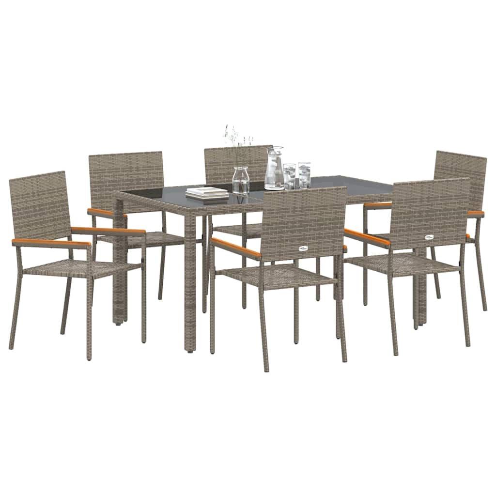 Garden Dining Set 7 pcs Grey Poly Rattan