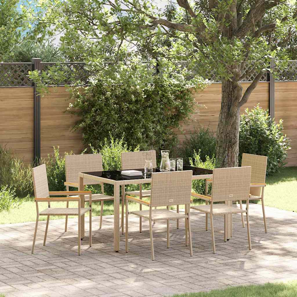 Garden Dining Set 7 pcs Beige Poly Rattan
