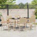Garden Dining Set 7 pcs Beige Poly Rattan