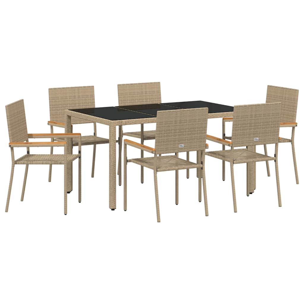 Garden Dining Set 7 pcs Beige Poly Rattan