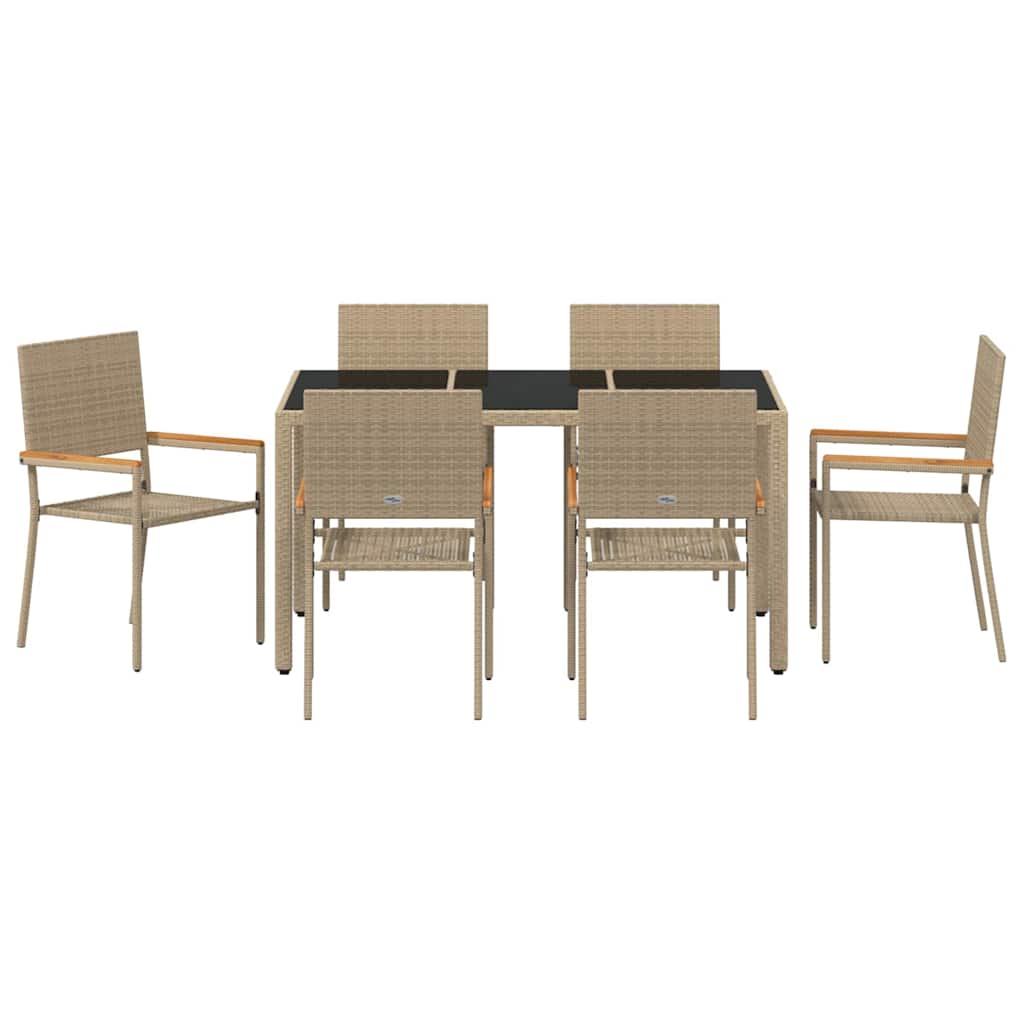 Garden Dining Set 7 pcs Beige Poly Rattan