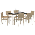Garden Dining Set 7 pcs Beige Poly Rattan
