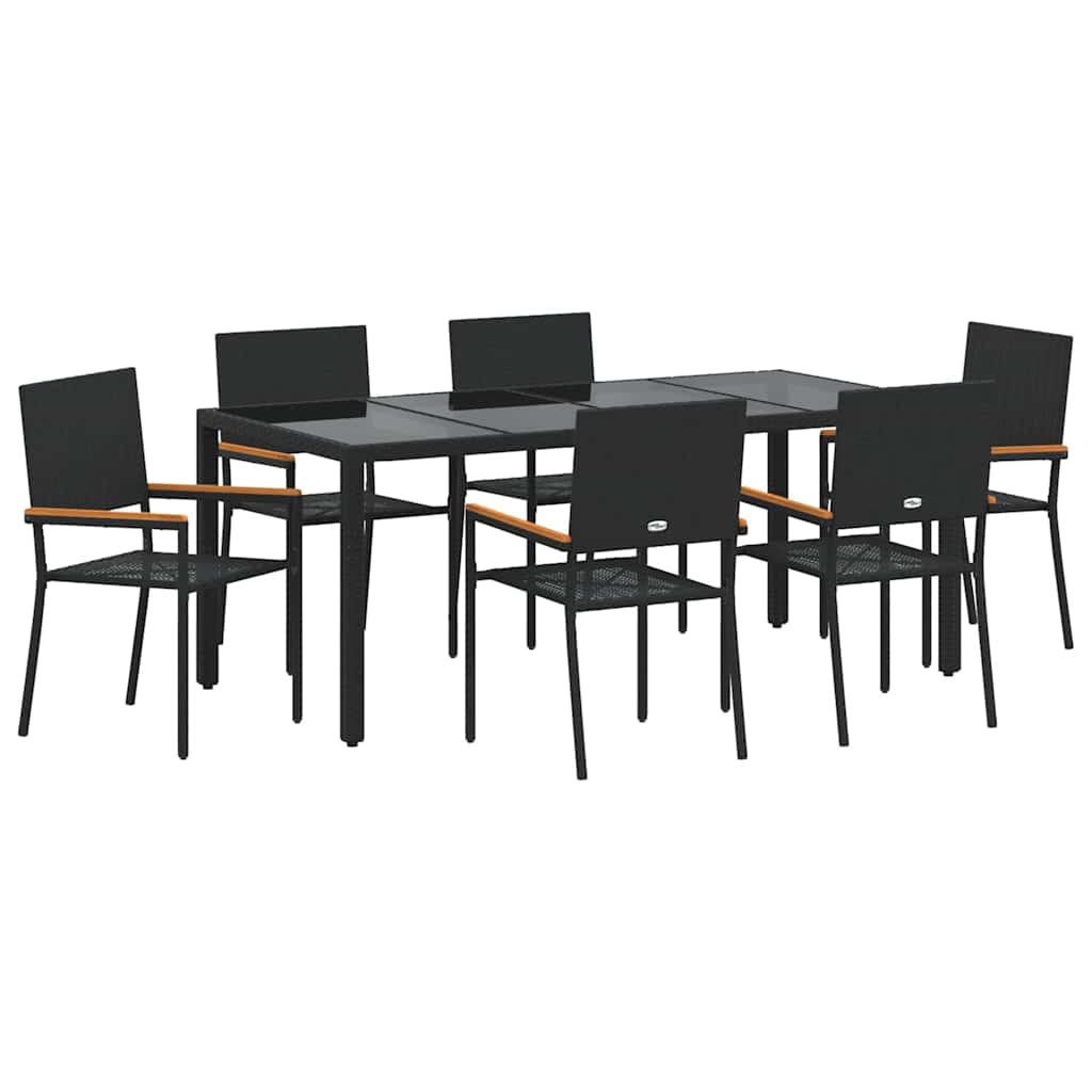 Garden Dining Set 7 pcs Black Poly Rattan