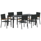 Garden Dining Set 7 pcs Black Poly Rattan