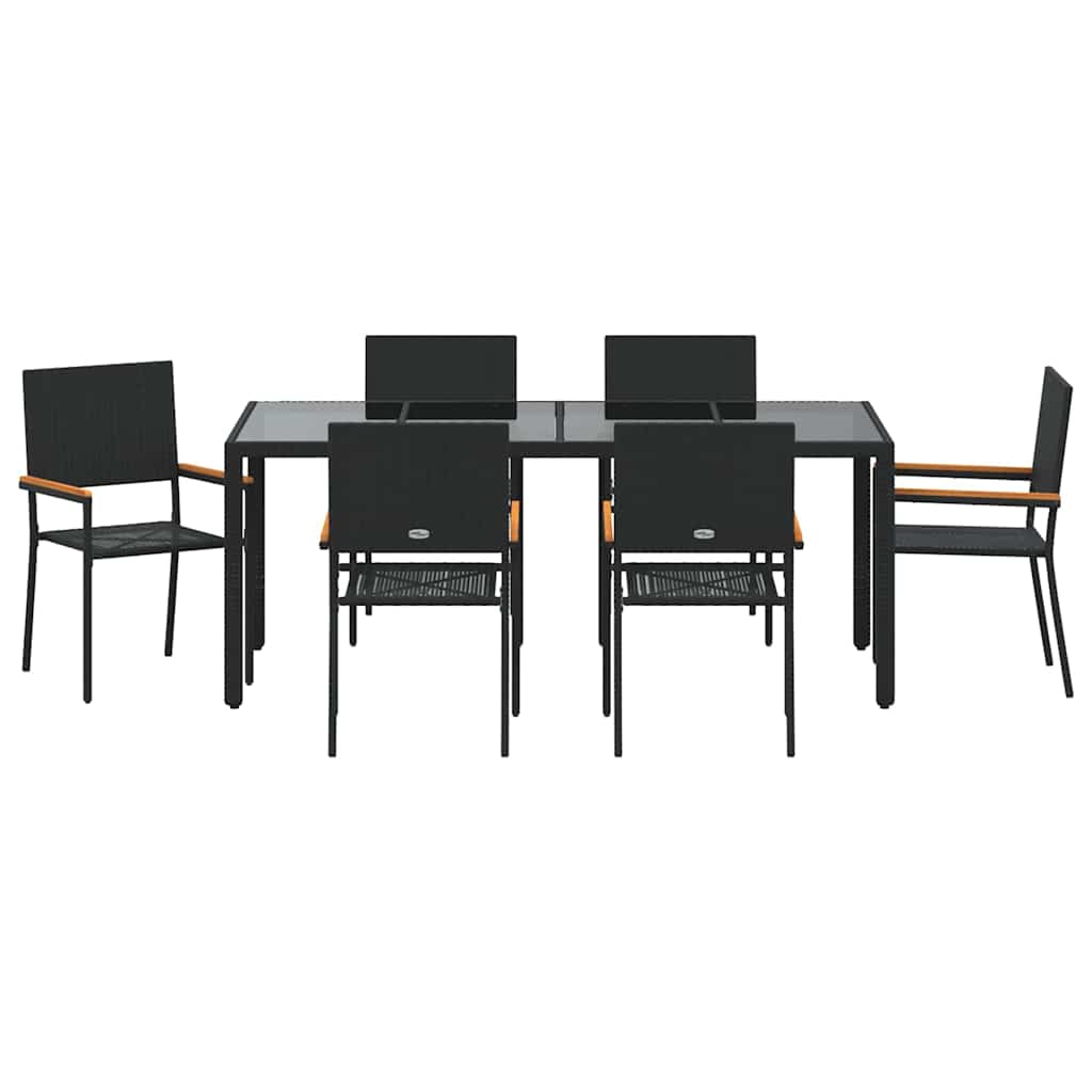 Garden Dining Set 7 pcs Black Poly Rattan