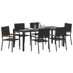 Garden Dining Set 7 pcs Black Poly Rattan