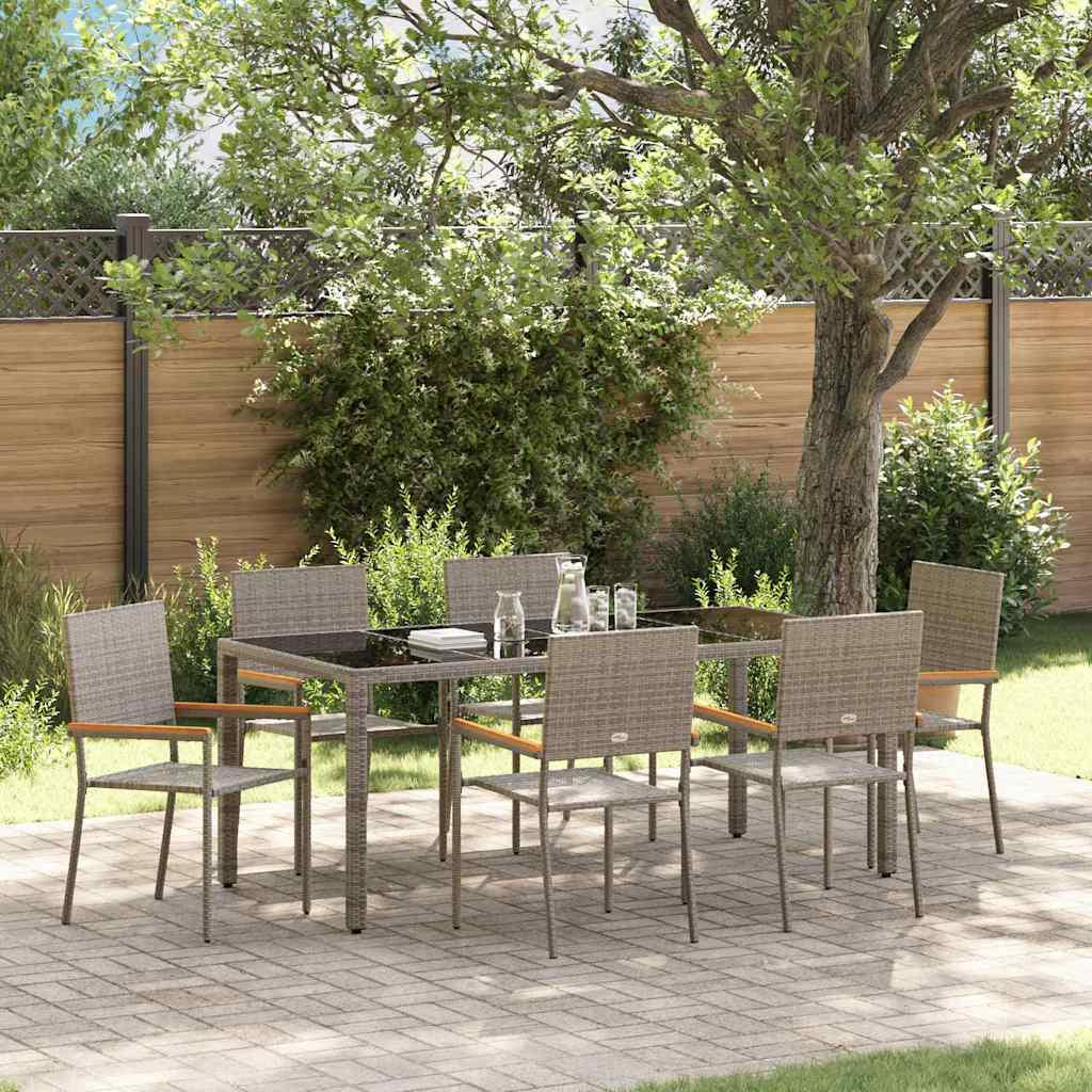 Garden Dining Set 7 pcs Grey Poly Rattan