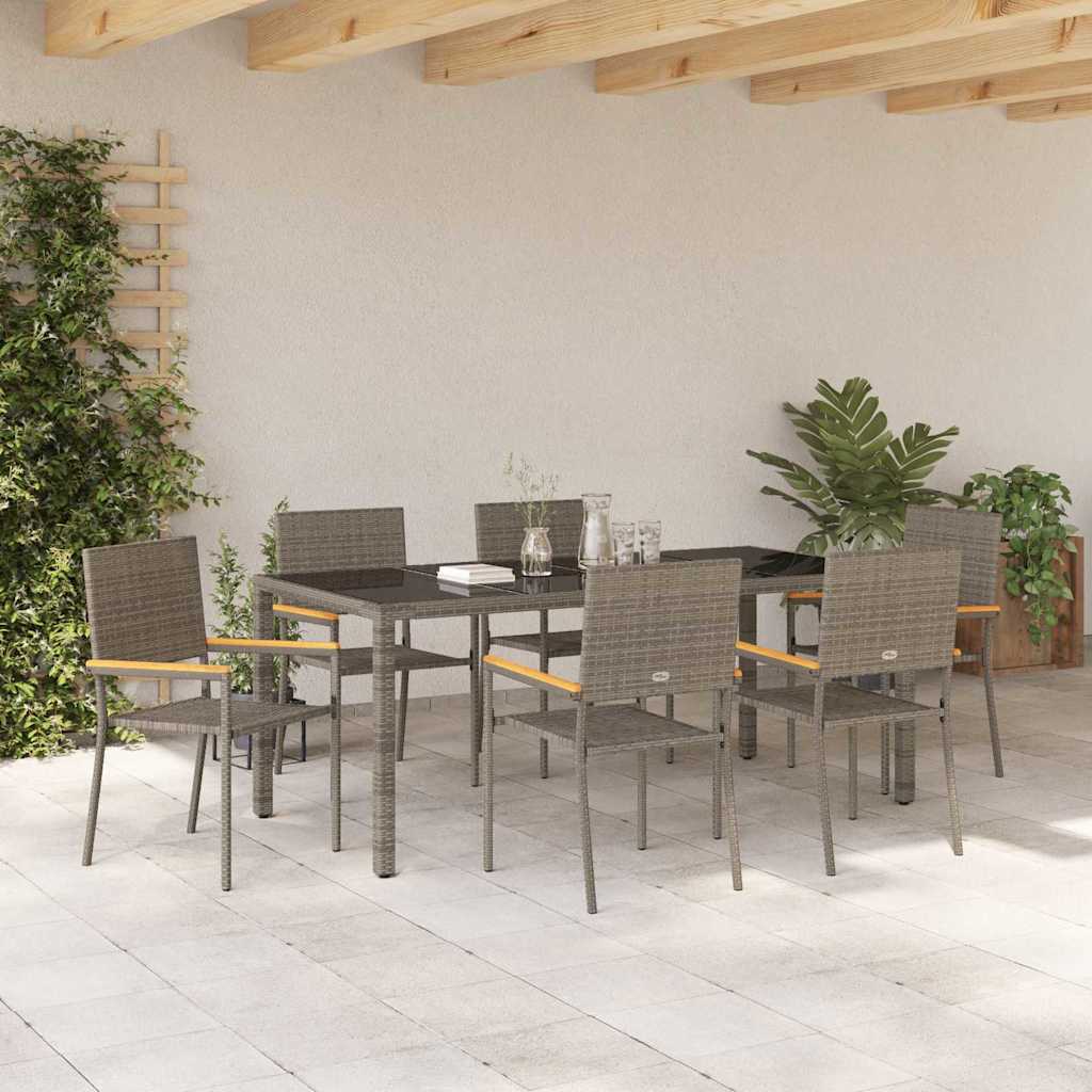 Garden Dining Set 7 pcs Grey Poly Rattan