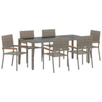 Garden Dining Set 7 pcs Grey Poly Rattan