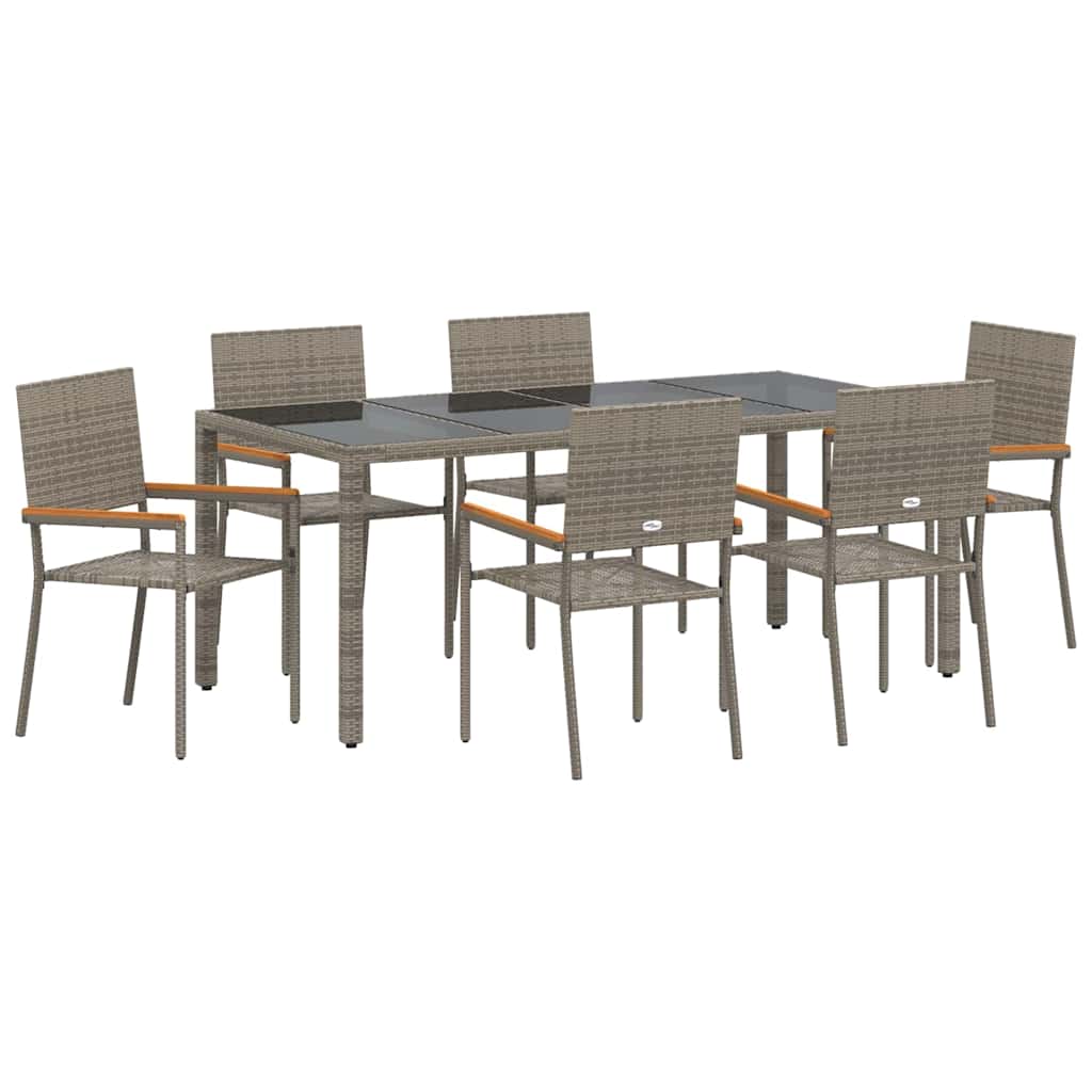 Garden Dining Set 7 pcs Grey Poly Rattan