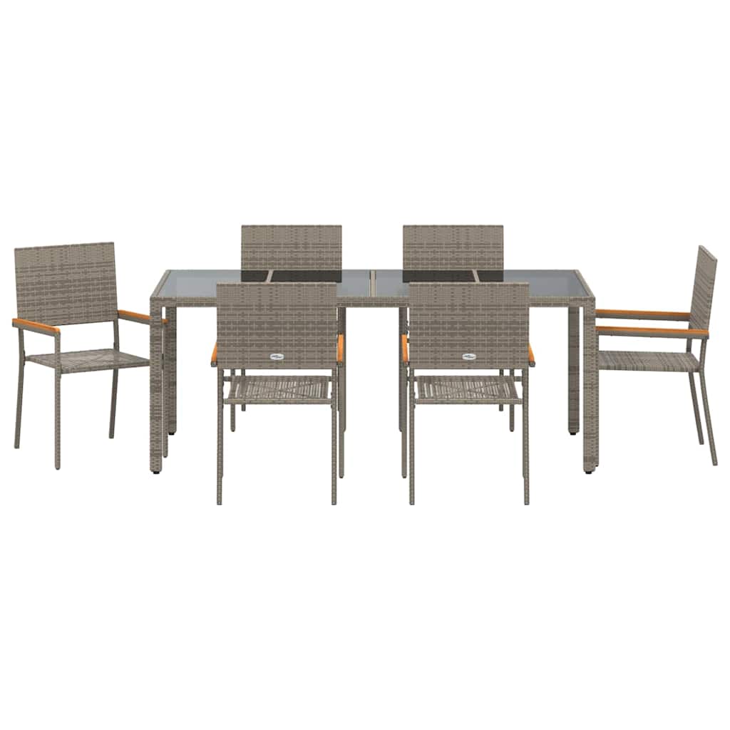 Garden Dining Set 7 pcs Grey Poly Rattan