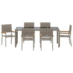 Garden Dining Set 7 pcs Grey Poly Rattan