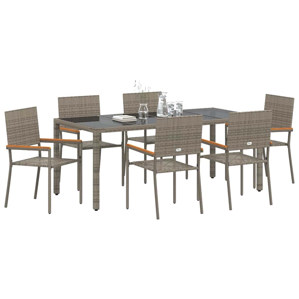 Garden Dining Set 7 pcs Grey Poly Rattan
