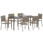 Garden Dining Set 7 pcs Grey Poly Rattan