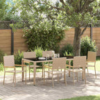 Garden Dining Set 7 pcs Beige Poly Rattan