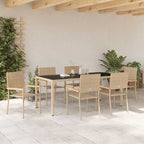 Garden Dining Set 7 pcs Beige Poly Rattan