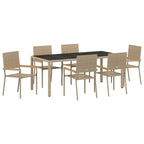 Garden Dining Set 7 pcs Beige Poly Rattan