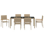 Garden Dining Set 7 pcs Beige Poly Rattan