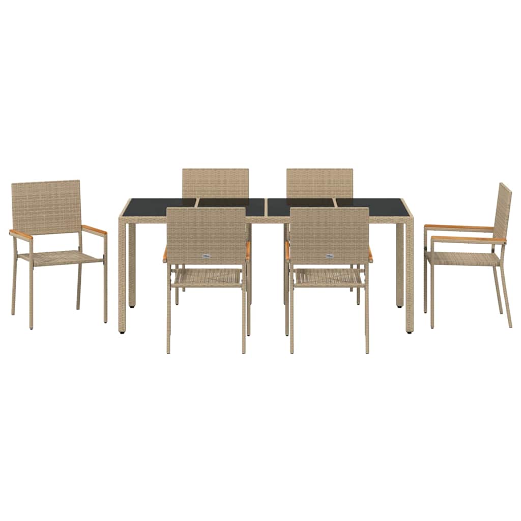Garden Dining Set 7 pcs Beige Poly Rattan