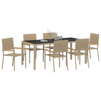 Garden Dining Set 7 pcs Beige Poly Rattan