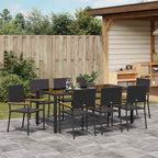 Garden Dining Set 9 pcs Black Poly Rattan