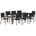 Garden Dining Set 9 pcs Black Poly Rattan