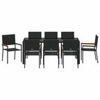 Garden Dining Set 9 pcs Black Poly Rattan