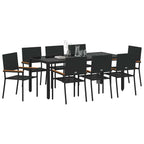 Garden Dining Set 9 pcs Black Poly Rattan