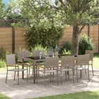 Garden Dining Set 9 pcs Grey Poly Rattan