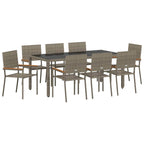 Garden Dining Set 9 pcs Grey Poly Rattan