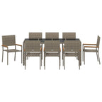 Garden Dining Set 9 pcs Grey Poly Rattan